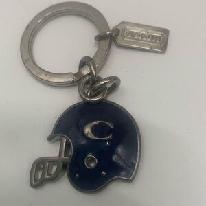 Coach purse key charm key fob key chain football blue helmet w/hang tag